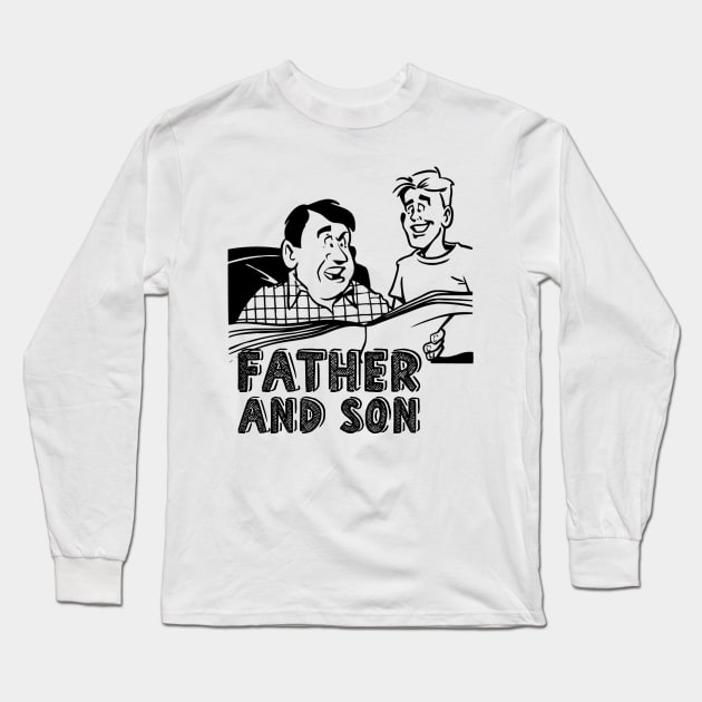 Father son reading paper Long Sleeve T-Shirt by williamarmin